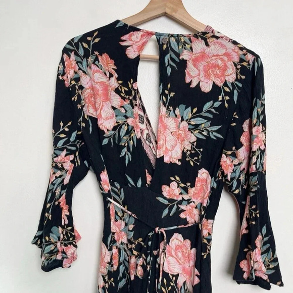 Billabong Womens Small Floral Wrap  Belted Mini Dress - Picture 9 of 11